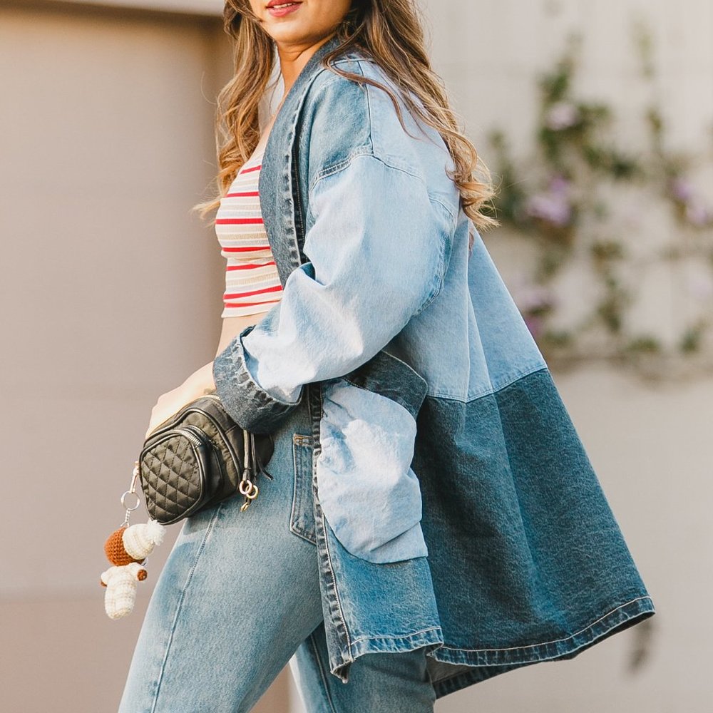Oversized two toned denim jacket
